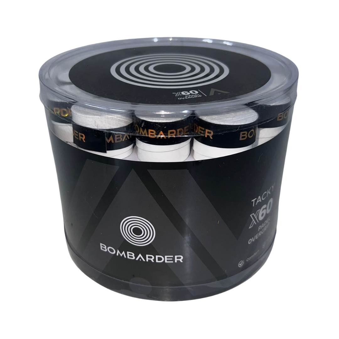 Tambor Overgrips Bombarder Tacky Lisos Blancos (x60)
