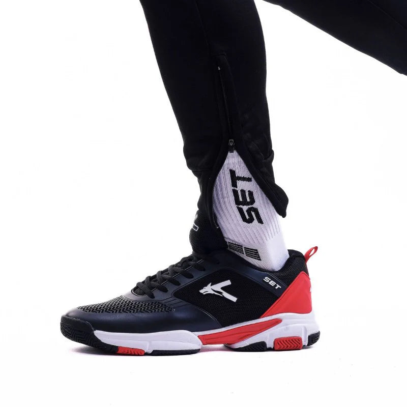 TENIS SET NEGRO ROJO