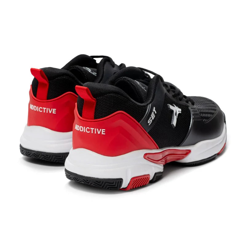 TENIS SET NEGRO ROJO