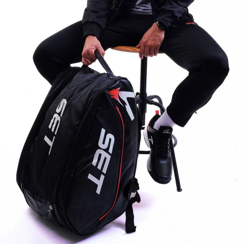 TENIS SET NEGRO ROJO