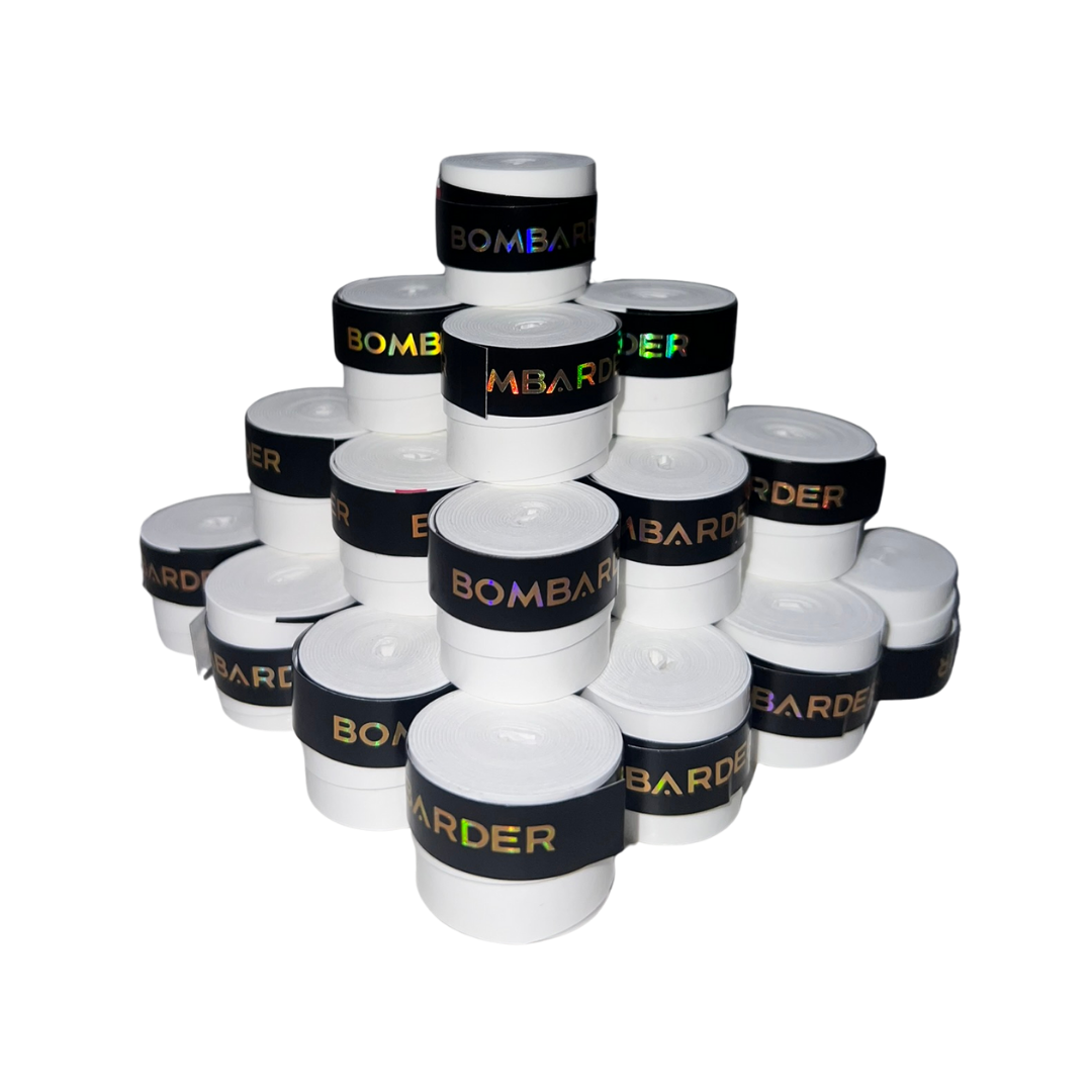 Tambor Overgrips Bombarder Tacky Lisos Blancos (x60)